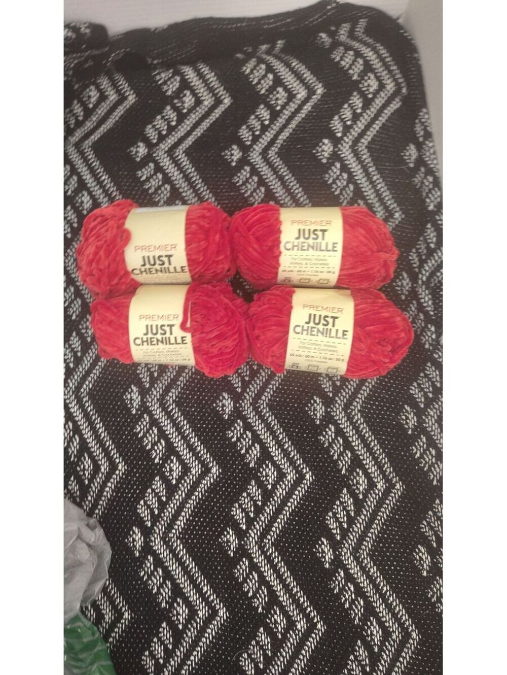 Premier Just Chenille Yarn Crimson Red Super Bulky 6 4 Skeins 260 Yards
